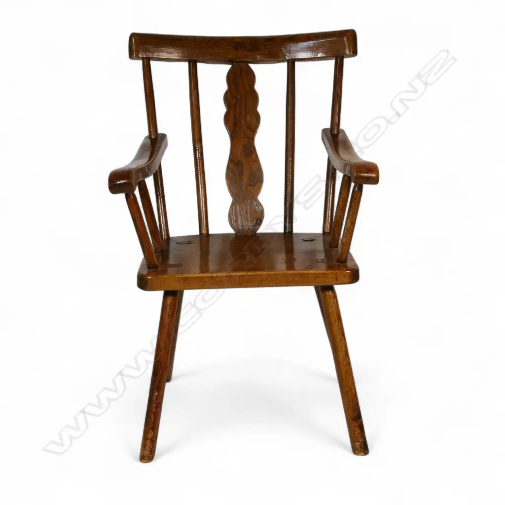 A c.1840 Irish elm and beech primitive Windsor-style armchair, Image 1++